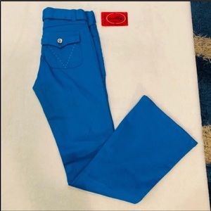 Milly Jeans Turquoise Embroidered Flare Jeans Size 3/4 NWT